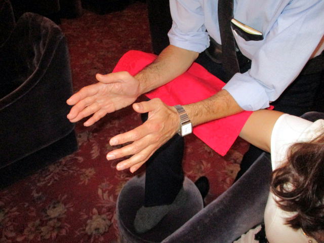 出張先でもリンパ浮腫改善の実施